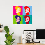 Retro Women Pop Art Poster<br><div class="desc">Retro women pop art design with four women. This design looks really effective on these Poster</div>