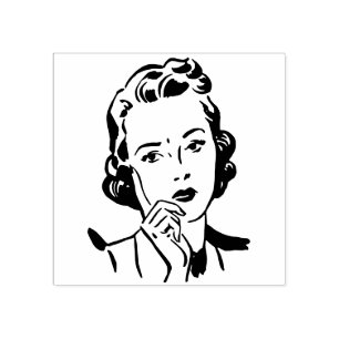 Retro Women vintage comic cartoon art Rubber Stamp
