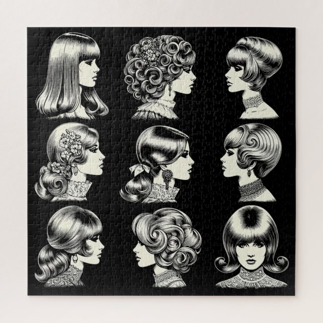 Retro Women's Hairstyles Boho Vintage Cool Jigsaw Puzzle (Vertical)