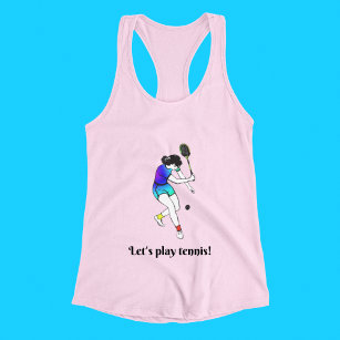 Retro Women's Tennis Player With Text Singlet
