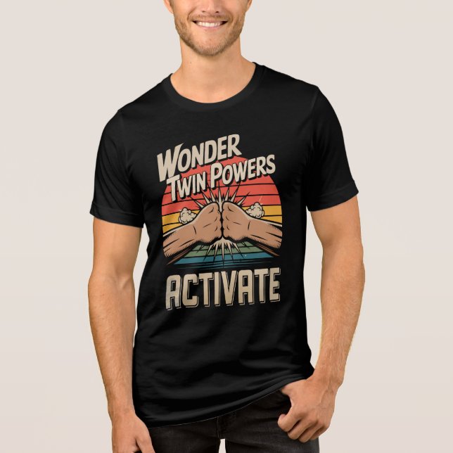 Retro Wonder Twin Powers Activate Style Fist Bump Tri-Blend Shirt (Front)