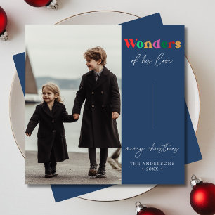 Retro Wonders Of His love Religious Christmas Holiday Card