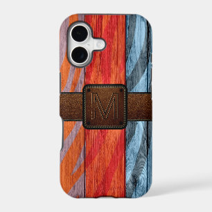 Retro Wood Brown Leather Look