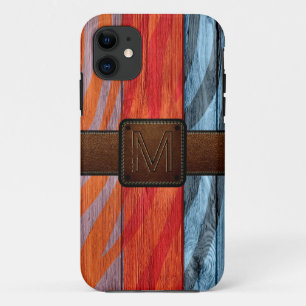 Retro Wood Brown Leather Look iPhone 11 Case
