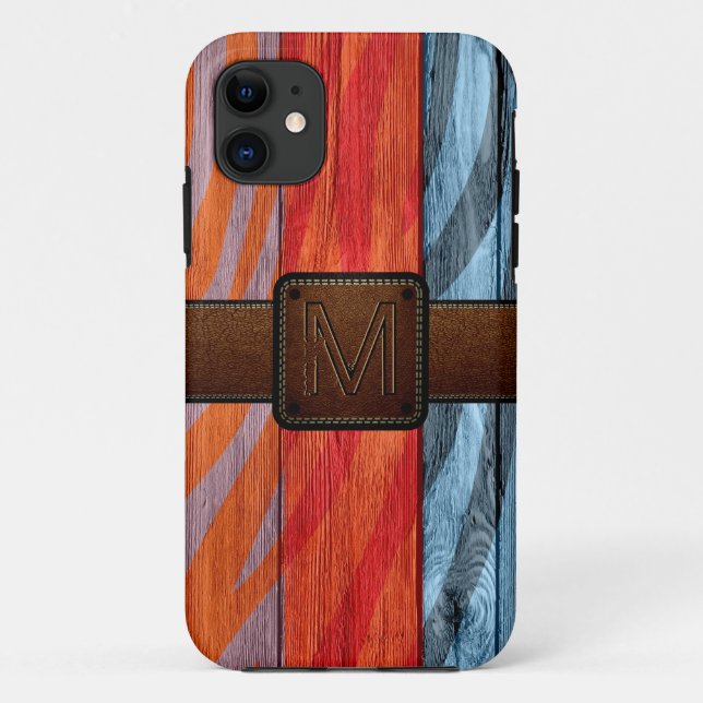 Retro Wood Brown Leather Look Case-Mate iPhone Case (Back)