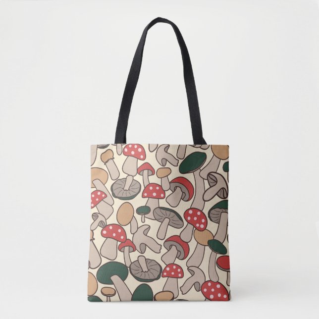 Retro Woodland Mushroom Pattern Tote Bag (Front)