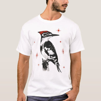 Retro Woodpecker – Mid-Century Ink Art T-Shirt