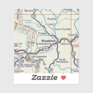 Retro Woodstock Vermont Map