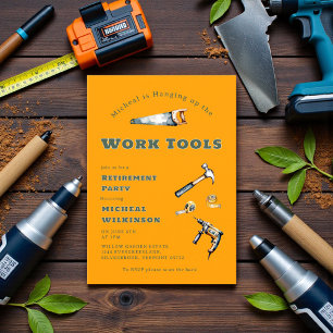Retro Work Tools Retirement Party Invitation