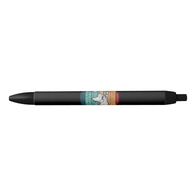 Retro World Map Black Ink Pen (Front)