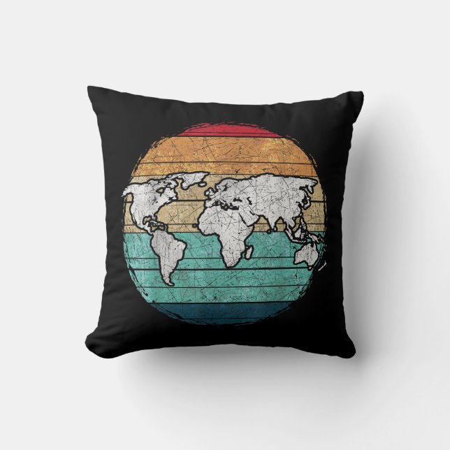 Retro World Map Cushion (Front)