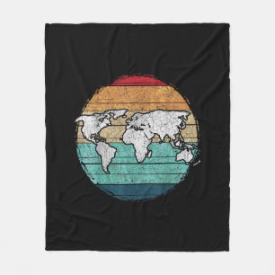 Retro World Map Fleece Blanket