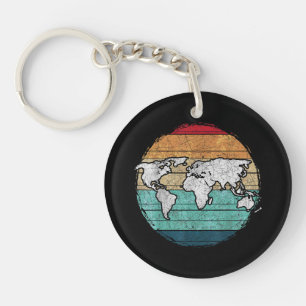 Retro World Map Key Ring