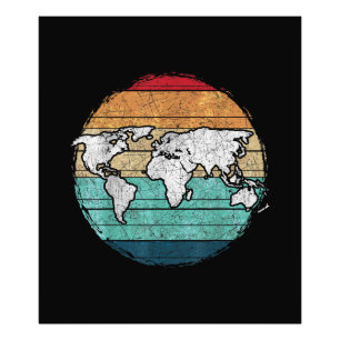 Retro World Map Photo Print