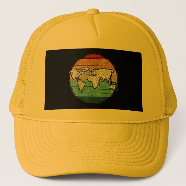 Retro World Map Trucker Hat (Front)