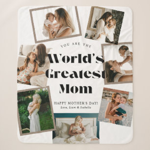 Retro World's Greatest Mom 7 Photo Collage Sherpa Blanket