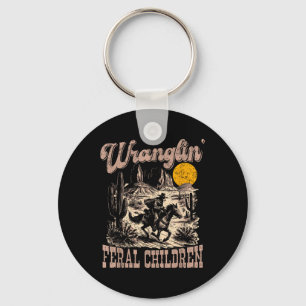 Retro Wranglin Feral Children Racoon 90s Western Key Ring