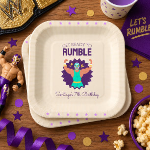 Retro Wrestling Birthday Party Paper Plate