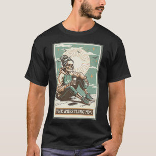 Retro Wrestling Mom Tarot Card Skeleton Mama Mothe T-Shirt