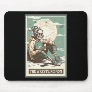 Retro Wrestling Mum Tarot Card Skeleton Mama Mothe Mouse Pad