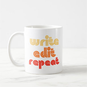 retro write edit repeat coffee mug