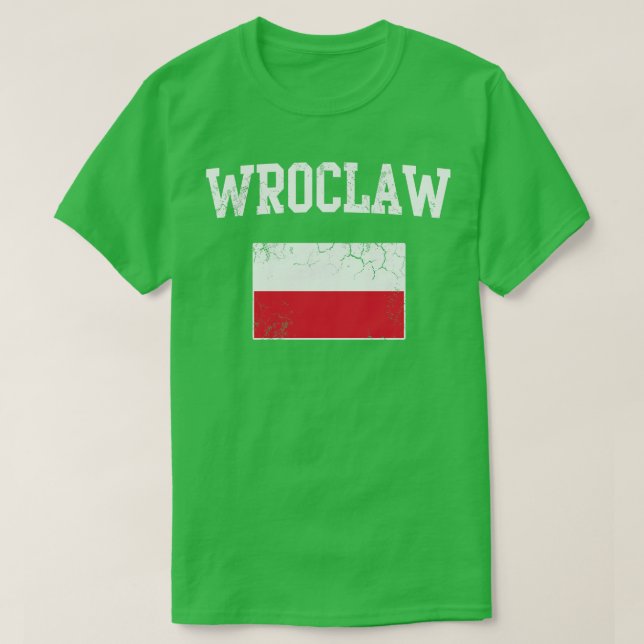 Retro Wroclaw Poland Polish Polska Polski Flag T-Shirt (Design Front)