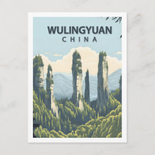 Retro Wulingyuan China Zhangjiajie National Park Postcard