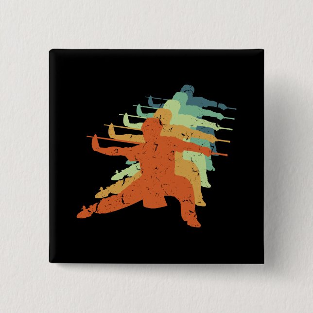 Retro Wushu Kung Fu Chinese Martial Arts Sportsman 15 Cm Square Badge (Front)