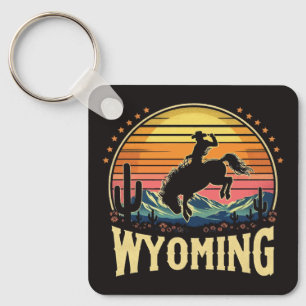 Retro Wyoming Cowboy Key Ring