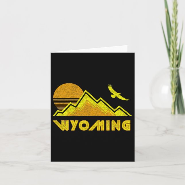 Retro Wyoming Distressed Hiking Tee  Card (Front)