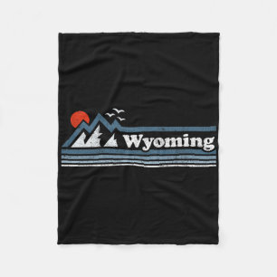 Retro Wyoming State Mountain Skiing Vintage Ski So Fleece Blanket