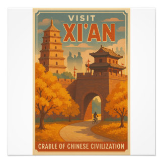 Retro Xi’an Travel Poster – Ancient China Wall Art