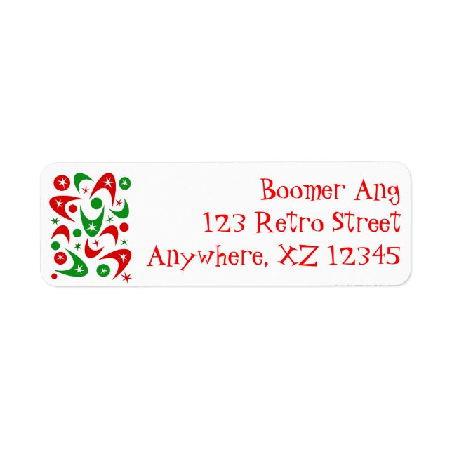 Retro Xmas Boomerangs Return Address Label (Front)