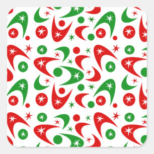 Retro Xmas Boomerangs Square Sticker