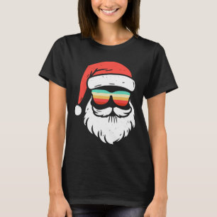 Retro Xmas In July Sungles Santa Summer Christmas T-Shirt
