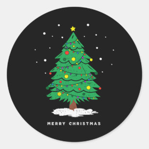 Retro Xmas Merry Christmas Tree Lights Classic Round Sticker