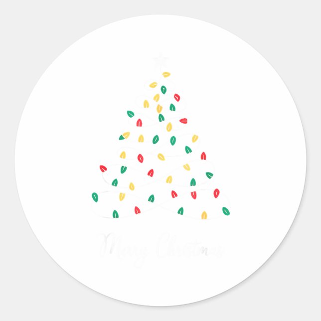 Retro Xmas Merry Christmas Tree Lights  Classic Round Sticker (Front)