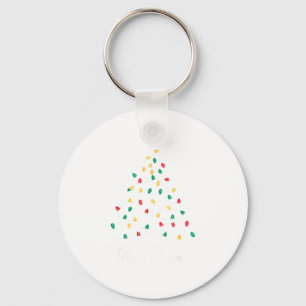 Retro Xmas Merry Christmas Tree Lights Key Ring