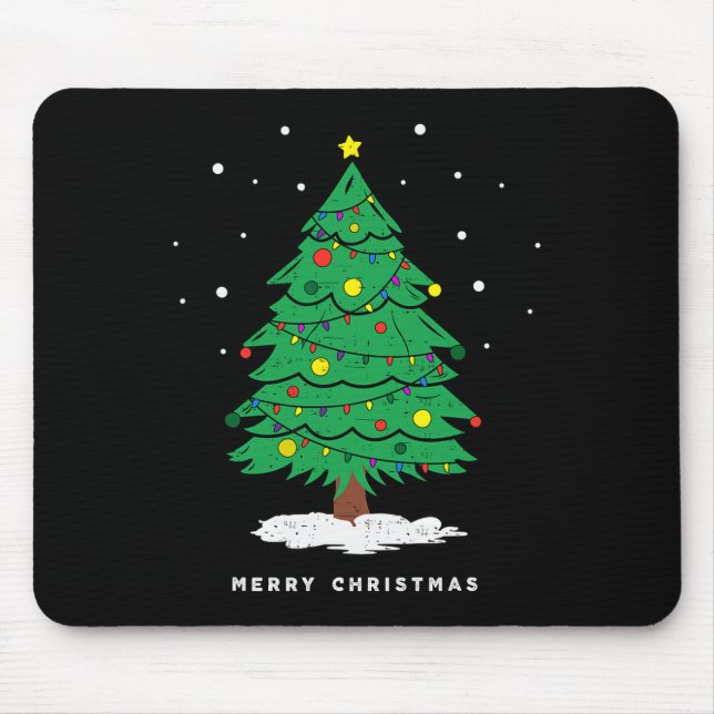Retro Xmas Merry Christmas Tree Lights  Mouse Pad (Front)