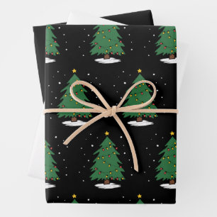 Retro Xmas Merry Christmas Tree Lights  Wrapping Paper Sheet