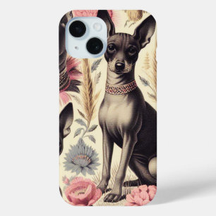 Retro Xoloitzcuintle Seamless Illustration iPhone 15 Case