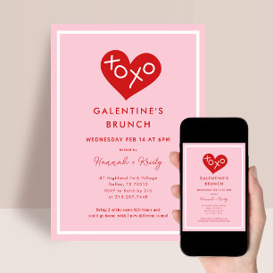Retro XOXO Galentine's Day Brunch Invitation