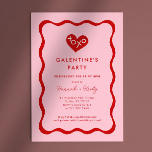 Retro XOXO Galentine's Day Party Invitation