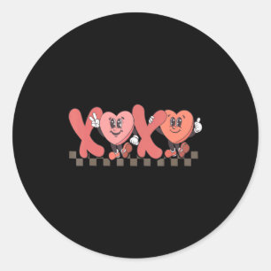Retro Xoxo Happy Valentines Day Groovy Heart Coup Classic Round Sticker
