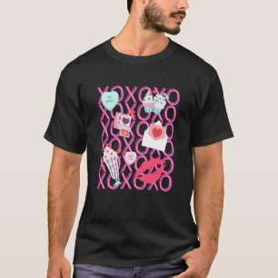 Retro XOXO Valentine's Day Heart Lips Girls Cute M T-Shirt