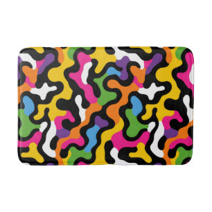 Retro y2k Aesthetic Funky Swirls Colourful Abstrac Bath Mat