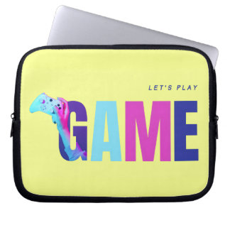 Retro Y2K Tech Synthwave Cyberpunk Gamer Yellow Laptop Sleeve