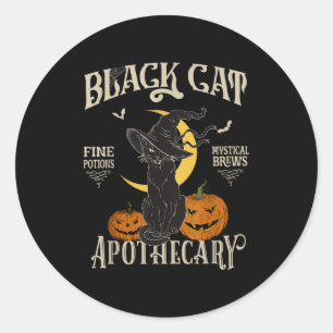 Retro Y Halloween Costume Black Cat M Athecary  Classic Round Sticker