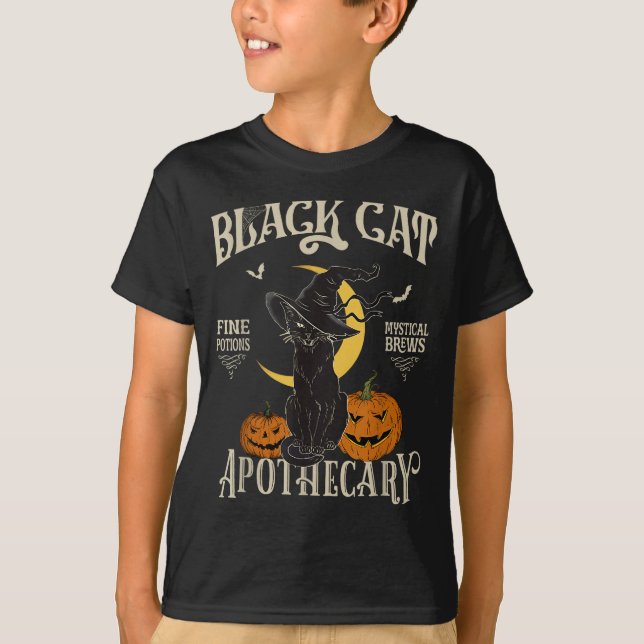 Retro Y Halloween Costume Black Cat M Athecary  T-Shirt (Front)