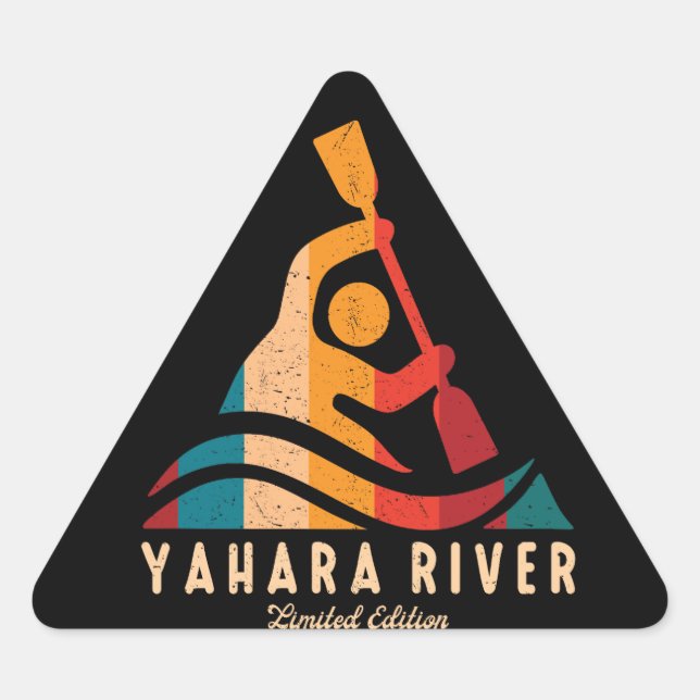 Retro Yahara river Kayaking Triangle Sticker (Front)